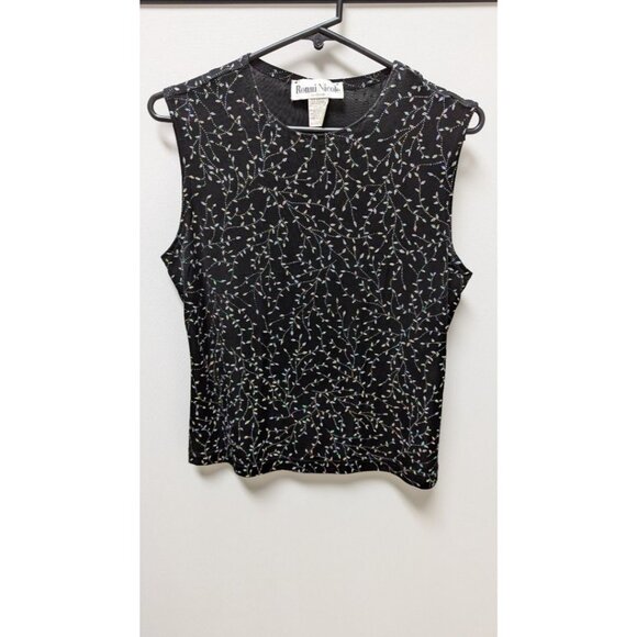 Ronni Nicole by Ouida Black/Silver Sleeveless Glitter Blouse - Picture 1 of 2